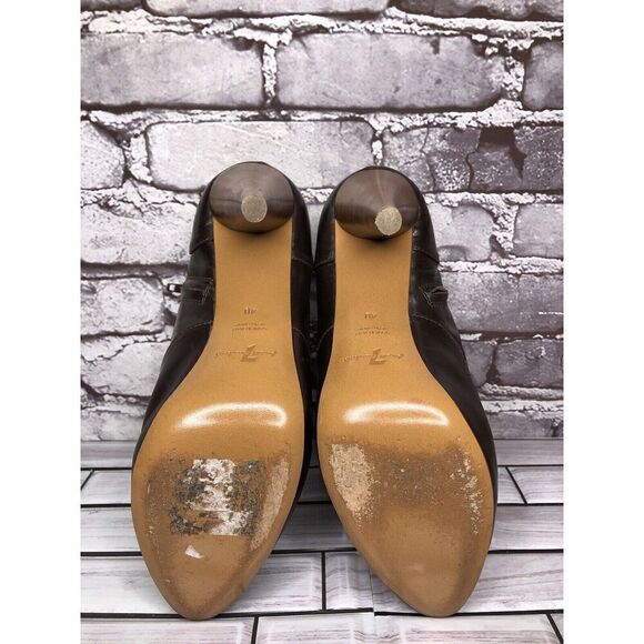 7 Seven for all Mankind Brown Leather Wooden Heel Booties Women Sz 40EU/9.5M US - Picture 16 of 16